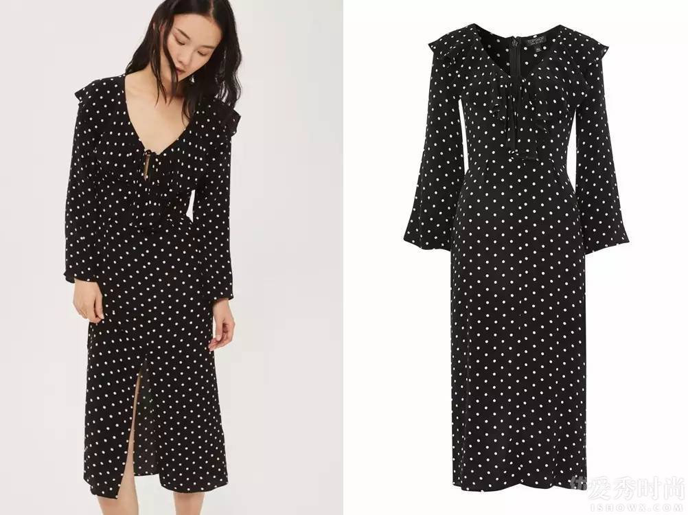 Topshop Polka Dot Ruffle Dress436Ԫ